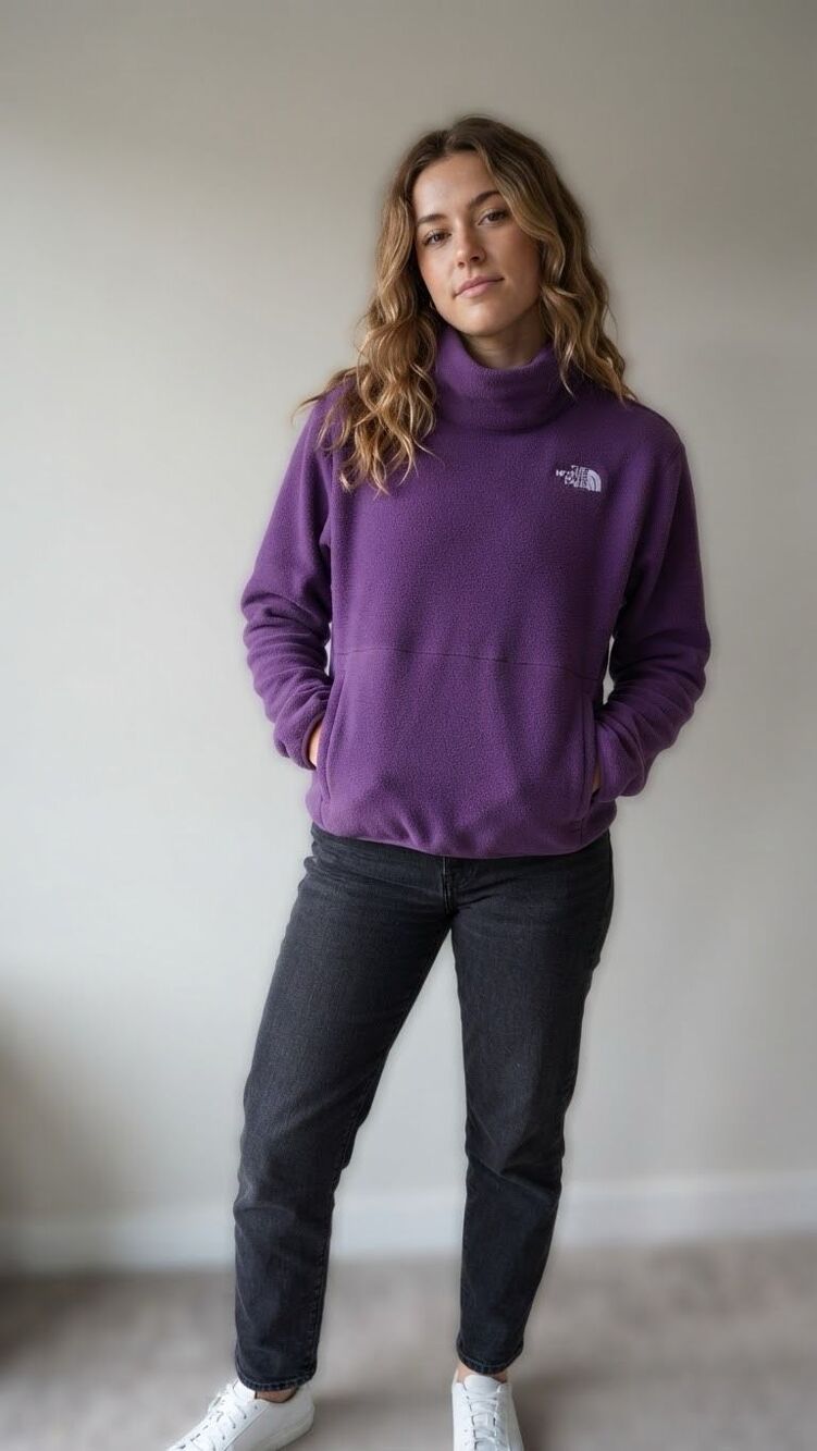 The North Face Purple Fleece Pullover Women’s Small Mock Neck Sweatshirt